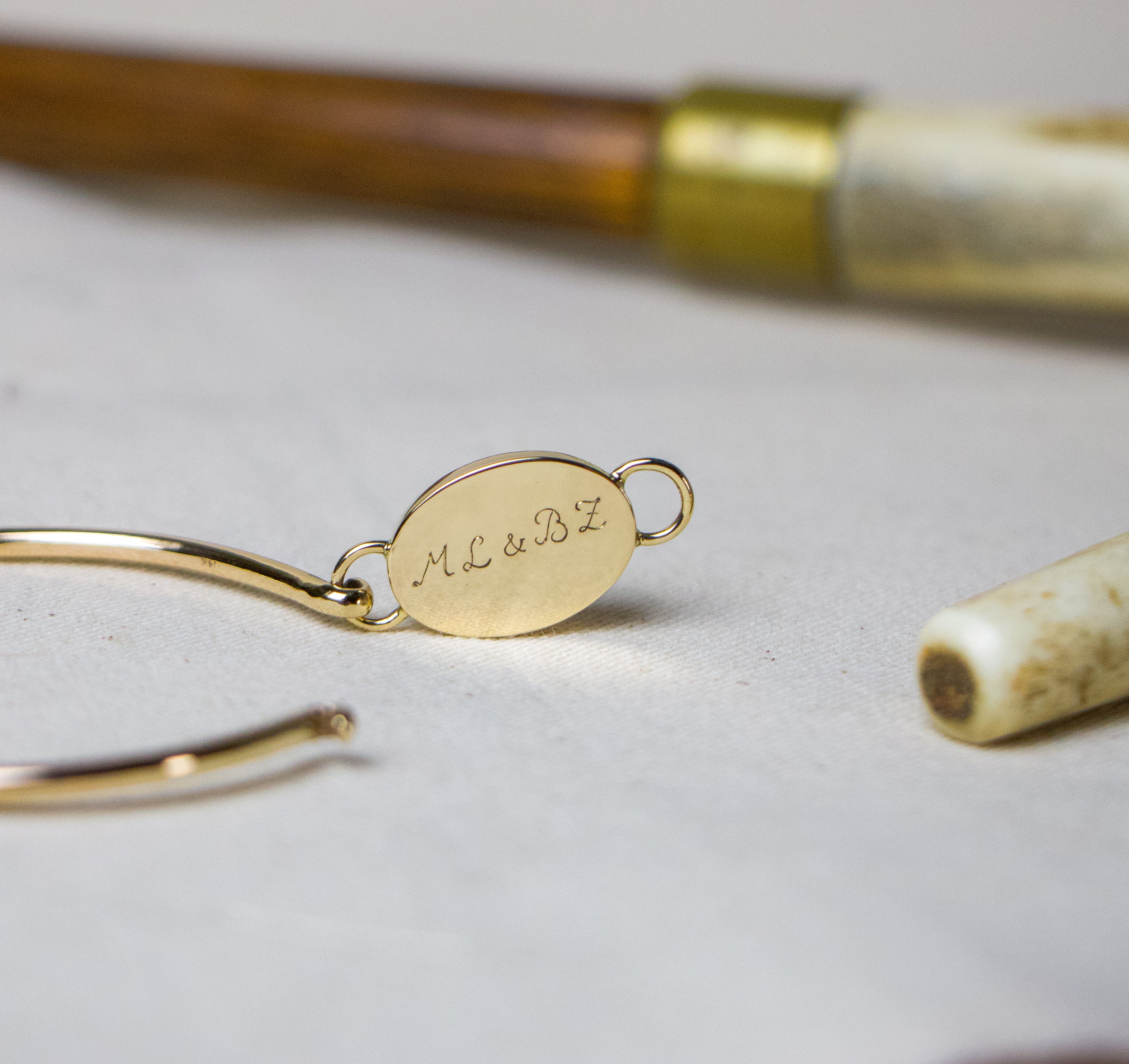 Hook and Eye Bracelet with engraving on the back "ML & BZ"