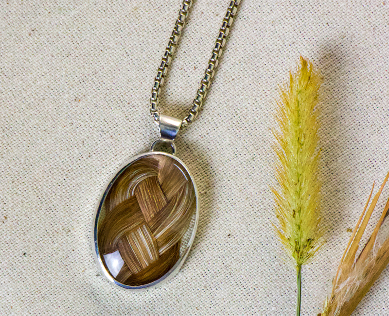 Horsehair Oval Necklace - Large Glass